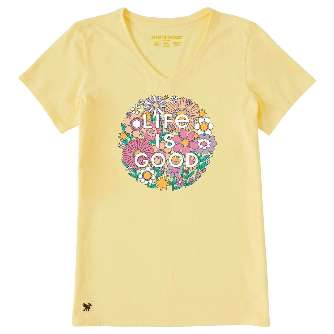 Life is Good Women's Retro Flowerball Short Sleeve Crusher Vee Life is Good Women's Retro Flowerball Short Sleeve Crusher Vee