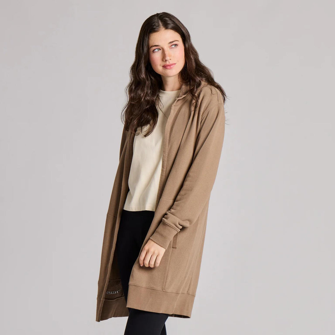 Life is Good Women's Solid French Terry Beyond Hip Hoodie Mushroom Brown Life is Good Women's Solid French Terry Beyond Hip Hoodie Mushroom Brown