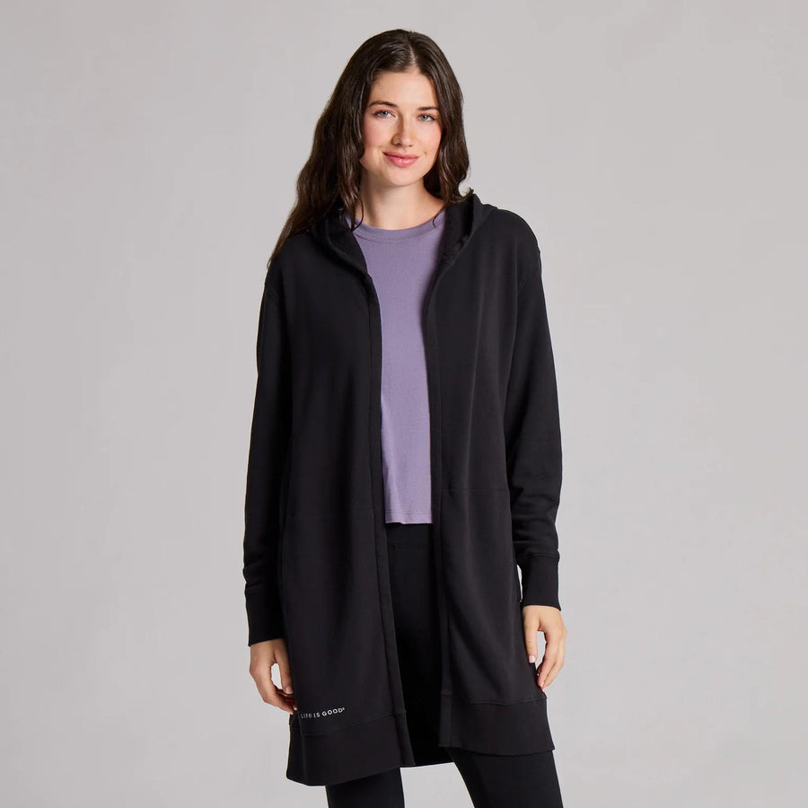 Life is Good Women's Solid French Terry Beyond Hip Hoodie True Black Life is Good Women's Solid French Terry Beyond Hip Hoodie True Black