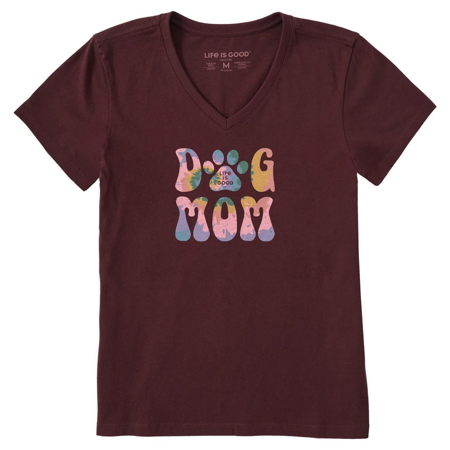 Life is Good Women's Tie Dye Dog Mom Short Sleeve Vee Neck Shirt Life is Good Women's Tie Dye Dog Mom Short Sleeve Vee Neck Shirt