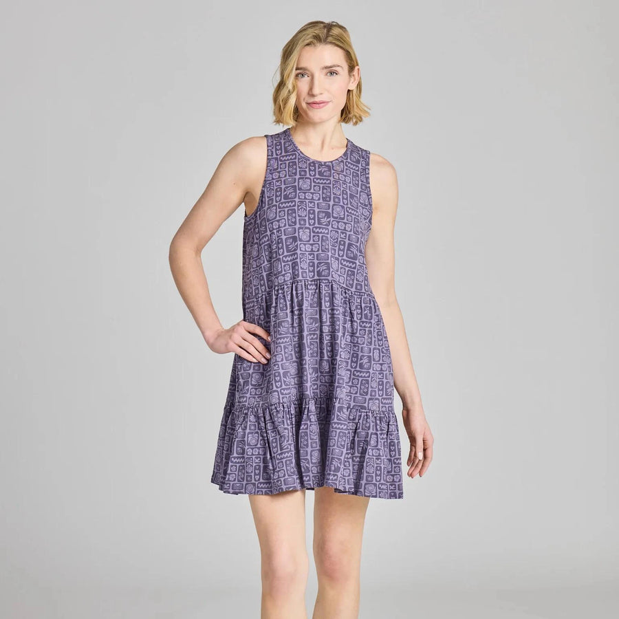 Life is Good Women's Woodblock Icon Pattern Tiered Tank Dress Life is Good Women's Woodblock Icon Pattern Tiered Tank Dress