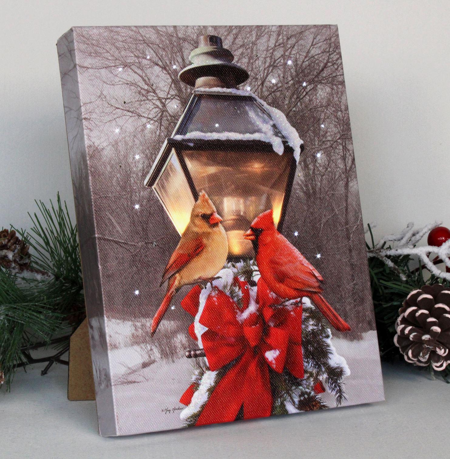 Lighted Tabletop Canvas | Cardinals in the Snow
