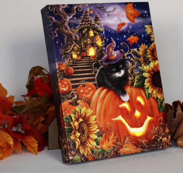 Lighted Tabletop Canvas | Halloween Kitten