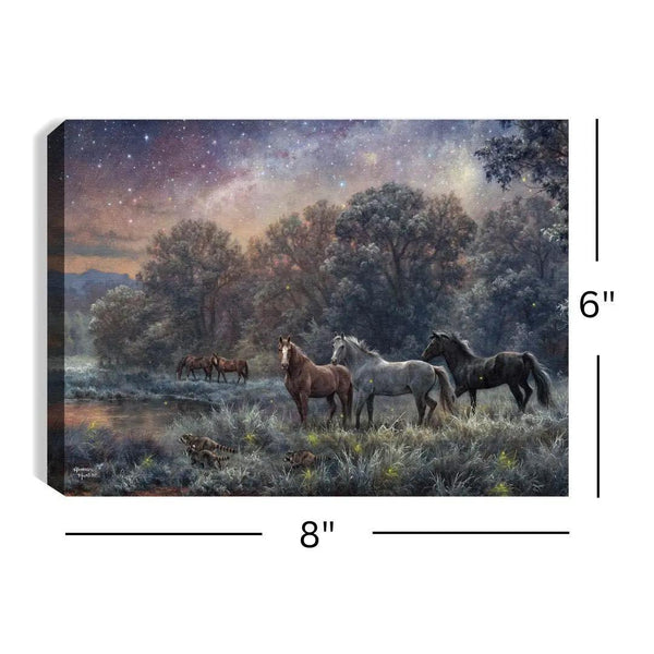 Lighted Tabletop Canvas | My Farm At Night Horses Lighted Tabletop Canvas | My Farm At Night Horses