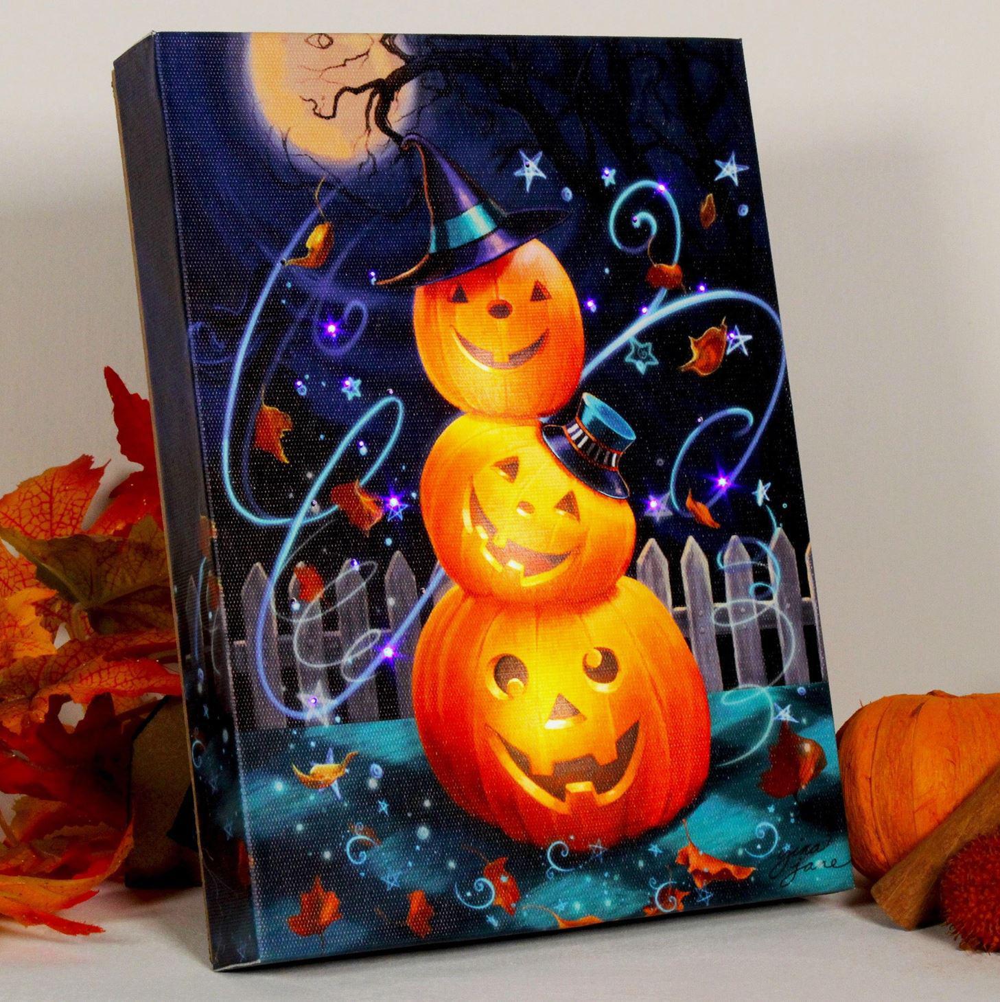 Lighted Tabletop Canvas | Pumpkin Stacks