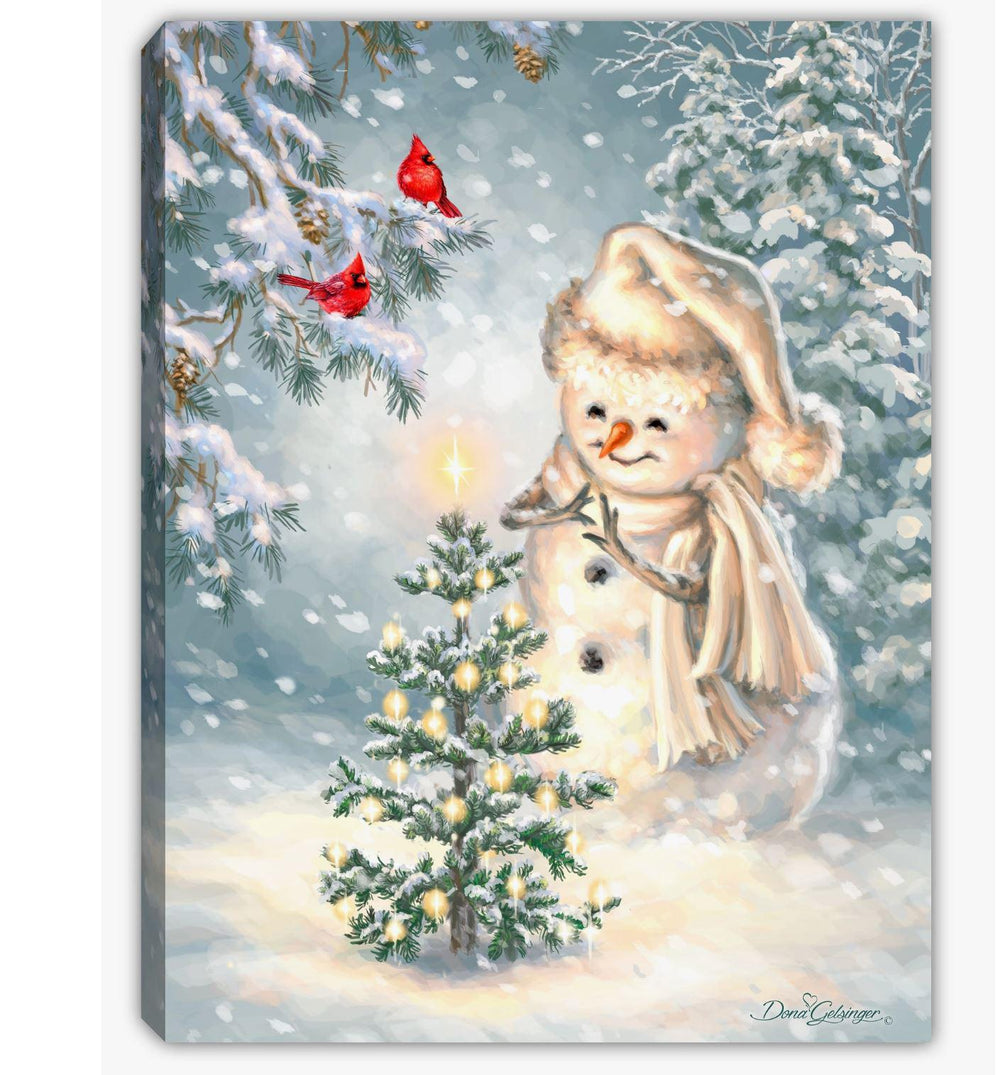 Lighted Tabletop Canvas | Snowman Christmas