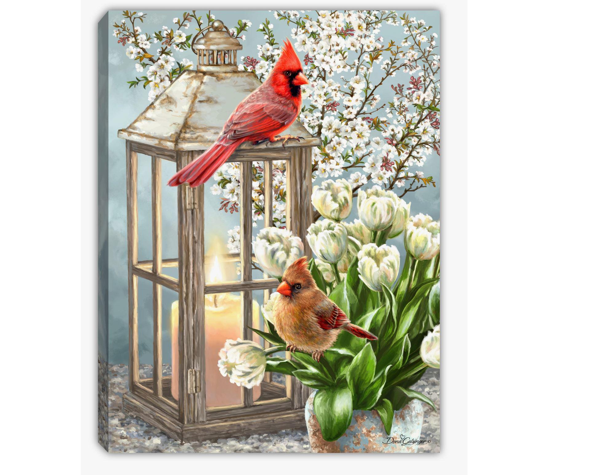 Lighted Tabletop Canvas | Sweet Cardinals