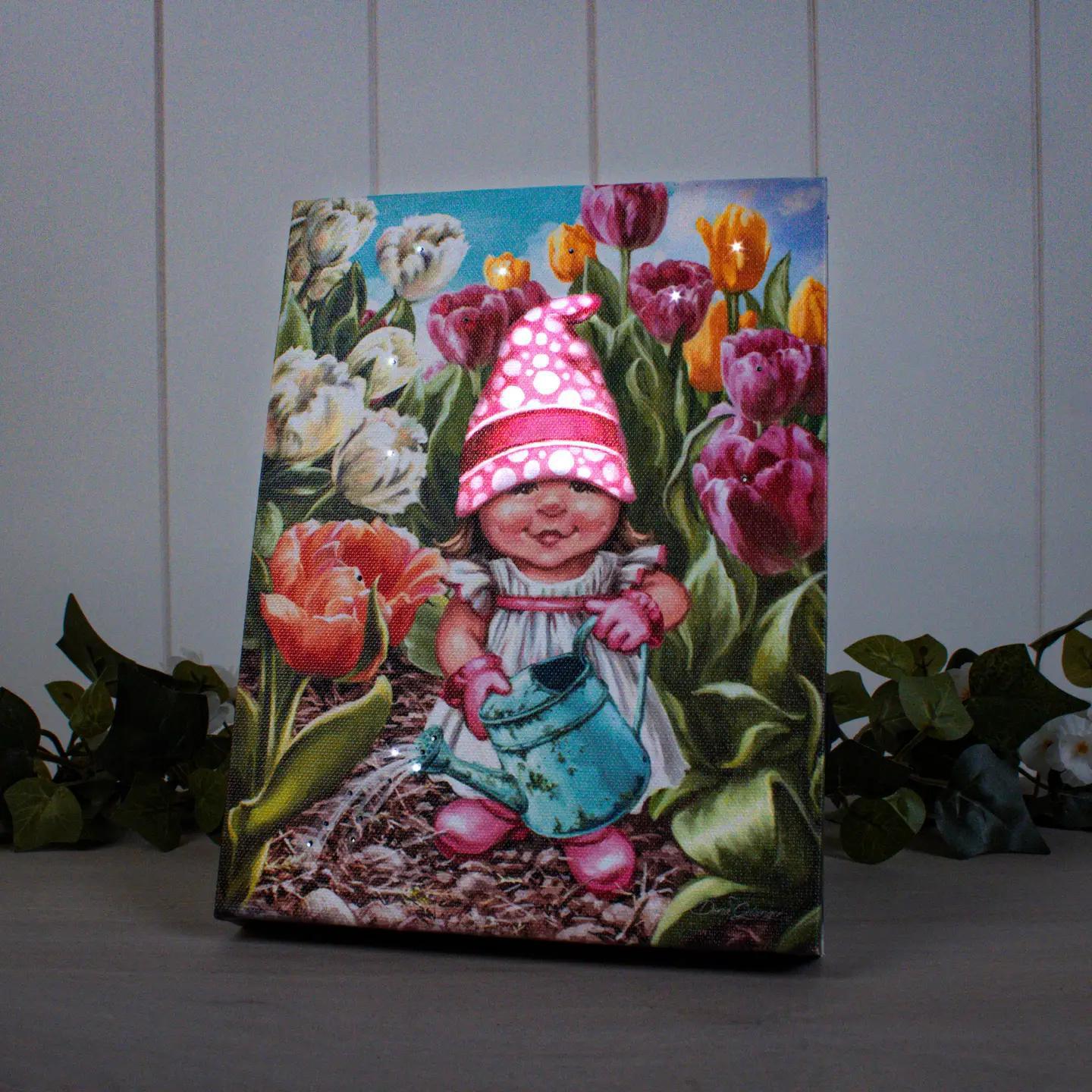 Lighted Tabletop Canvas | Tulip Gnome Lighted Tabletop Canvas | Tulip Gnome