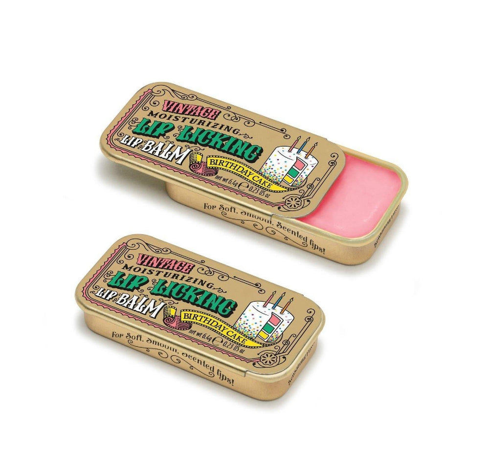 Lip Licking Lip Balm Vintage Slider Tin | Birthday Cake Lip Licking Lip Balm Vintage Slider Tin | Birthday Cake