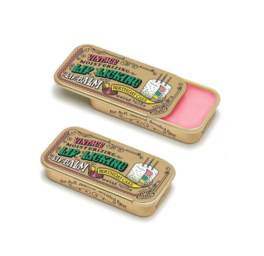 Lip Licking Lip Balm Vintage Slider Tin | Birthday Cake Lip Licking Lip Balm Vintage Slider Tin | Birthday Cake