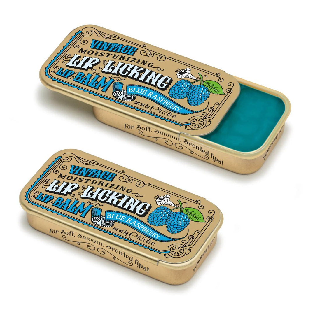 Lip Licking Lip Balm Vintage Slider Tin | Blue Raspberry Lip Licking Lip Balm Vintage Slider Tin | Blue Raspberry