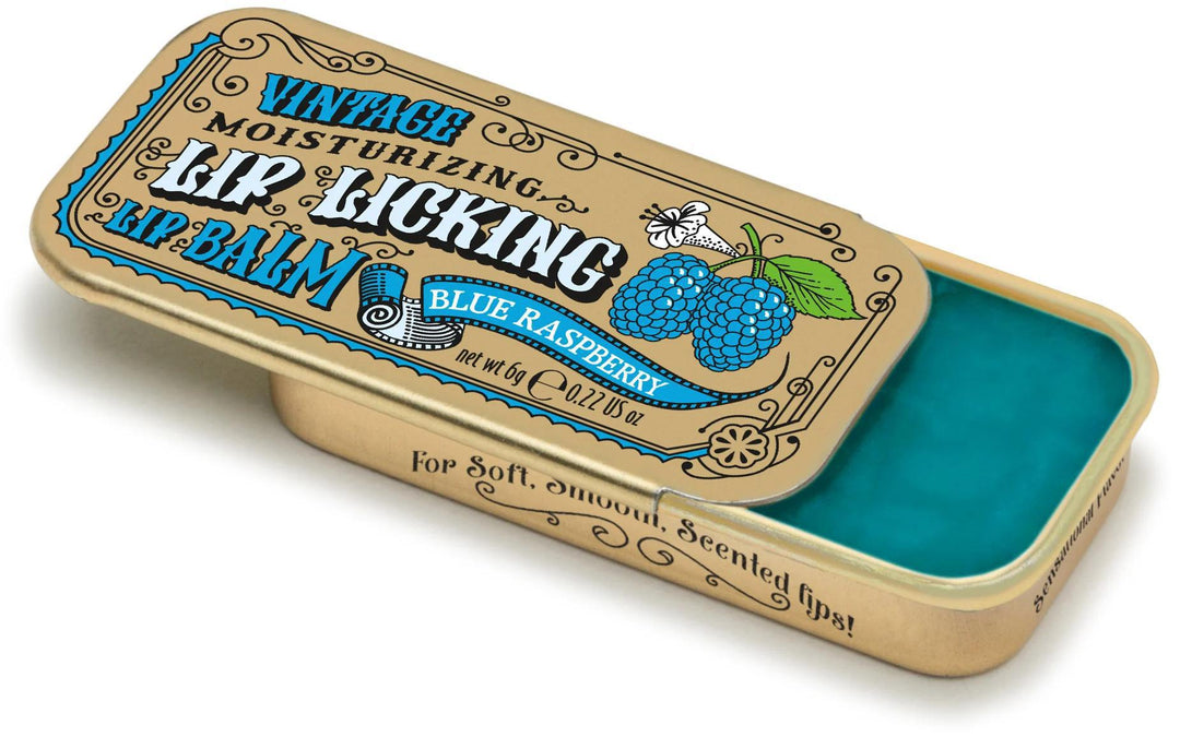 Lip Licking Lip Balm Vintage Slider Tin | Blue Raspberry Lip Licking Lip Balm Vintage Slider Tin | Blue Raspberry