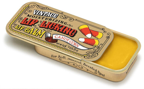 Lip Licking Lip Balm Vintage Slider Tin | Candy Corn