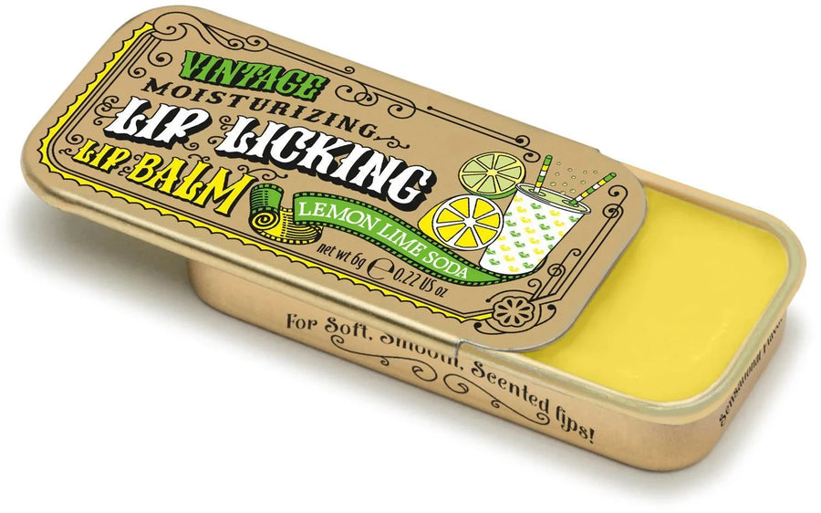 Lip Licking Lip Balm Vintage Slider Tin | Lemon Lime Soda Lip Licking Lip Balm Vintage Slider Tin | Lemon Lime Soda