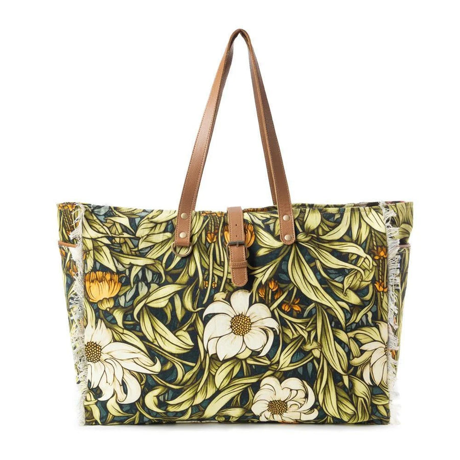 Lovely Florals Weekender Bag In Dark Green Lovely Florals Weekender Bag In Dark Green