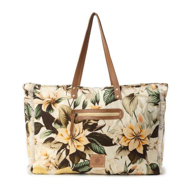 Lovely Florals Weekender Bag In Off White Lovely Florals Weekender Bag In Off White