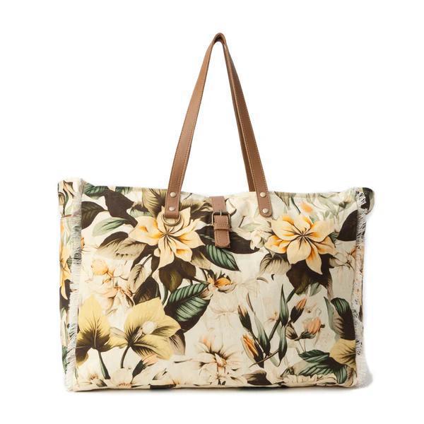 Lovely Florals Weekender Bag In Off White Lovely Florals Weekender Bag In Off White