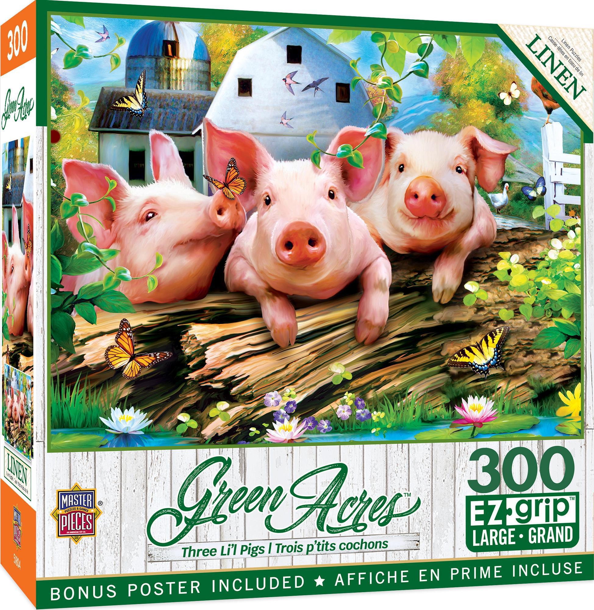 Masterpieces Puzzles Green Acres - Three Lil' Pigs 300 Piece Ez Grip Puzzle