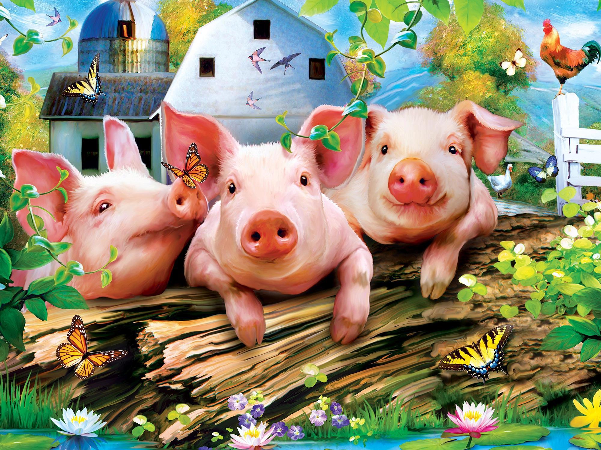 Masterpieces Puzzles Green Acres - Three Lil' Pigs 300 Piece Ez Grip Puzzle