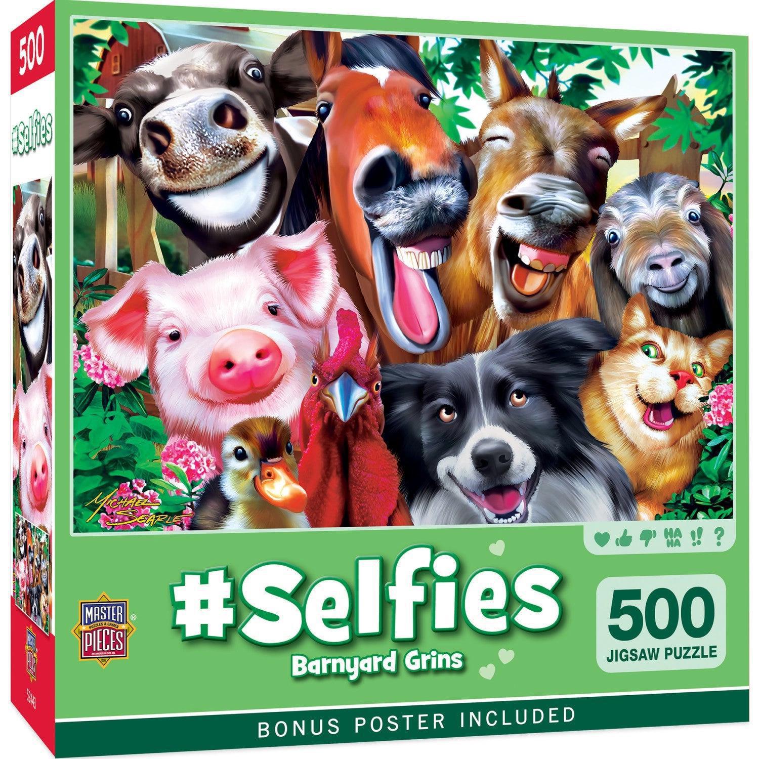 Masterpieces Puzzles Selfies - Barnyard Grins 500 Piece Puzzle