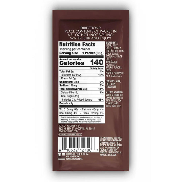 Mc Steven's Almond Roca™ Cocoa (1.25oz Packet) Mc Steven's Almond Roca™ Cocoa (1.25oz Packet)