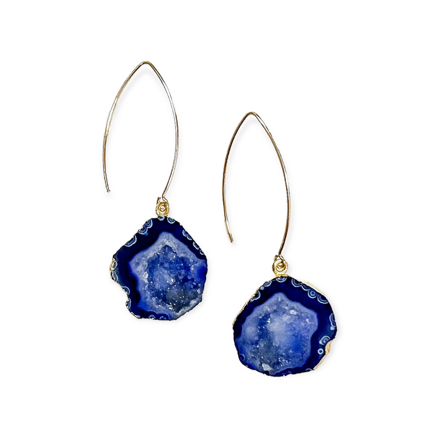 Meghan Bo Blue Geode Dangle Earrings