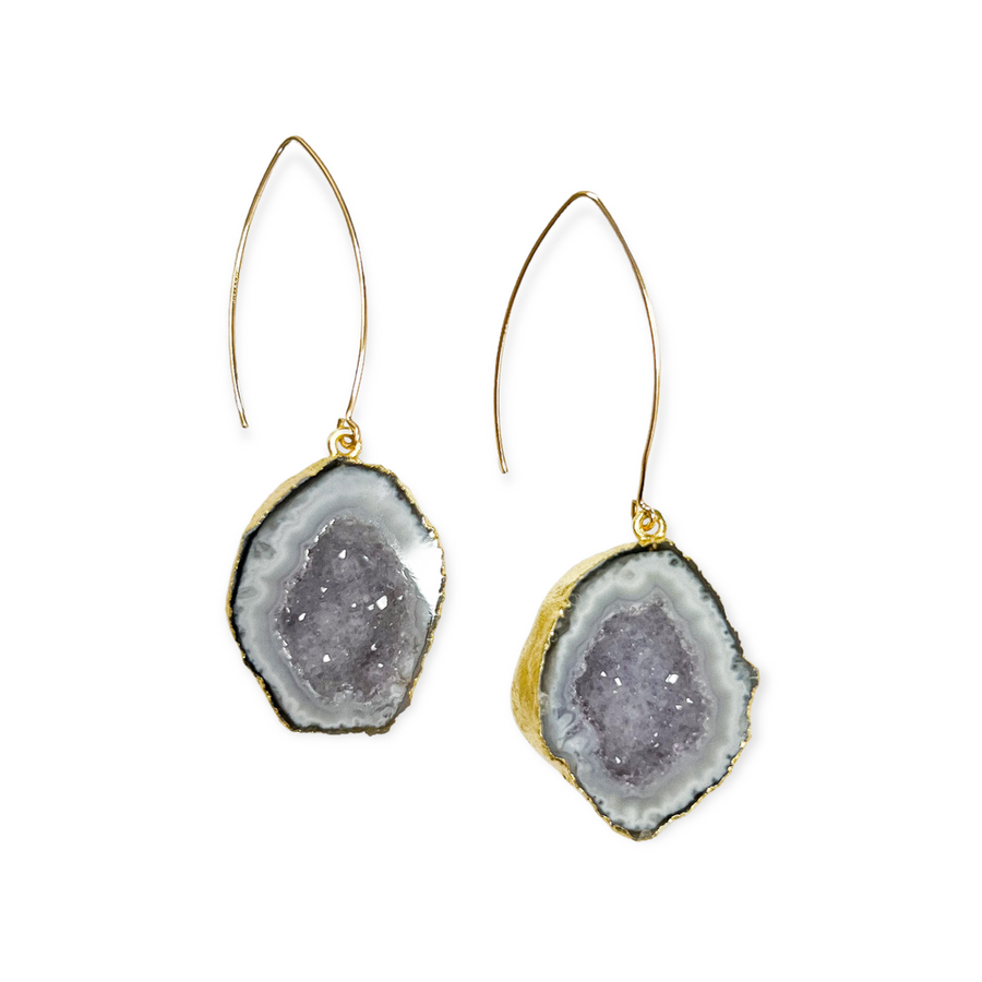 Meghan Bo Grey Geode Dangle Earrings
