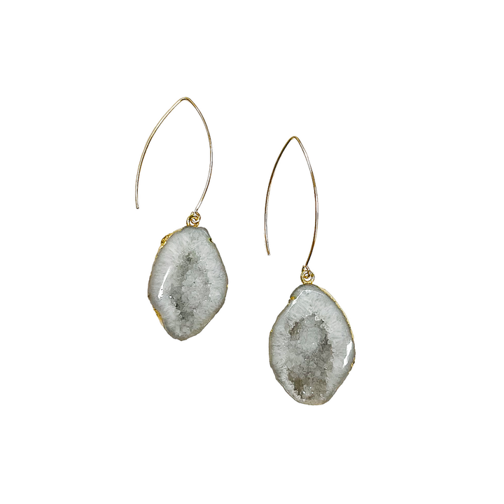Meghan Bo White Geode Dangle Earrings