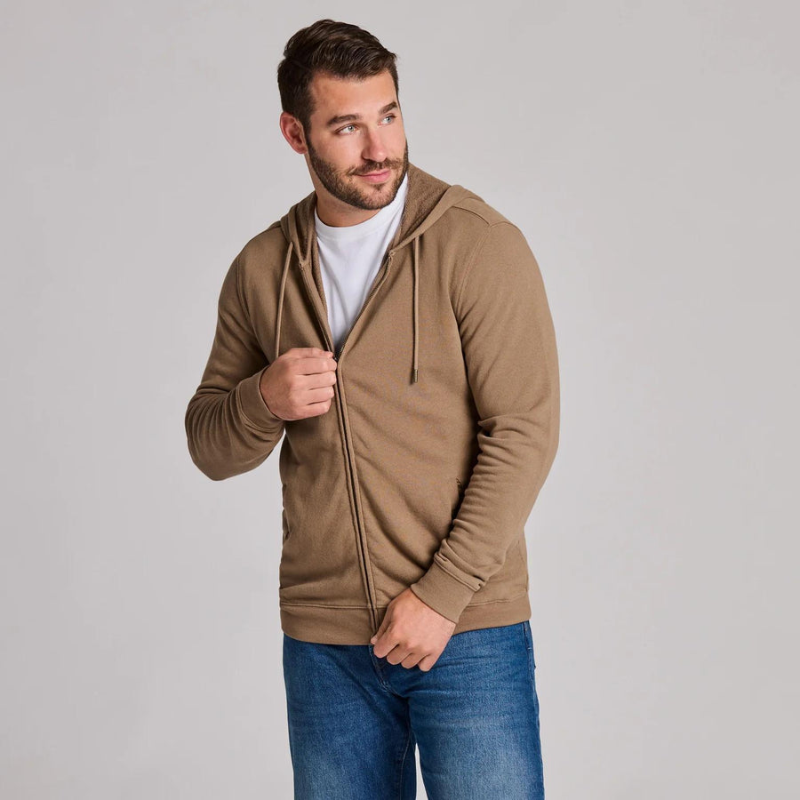 Men's Life is Good Crafty Wordmark French Terry Zip Hoodie Mushroom Brown Men's Life is Good Crafty Wordmark French Terry Zip Hoodie Mushroom Brown