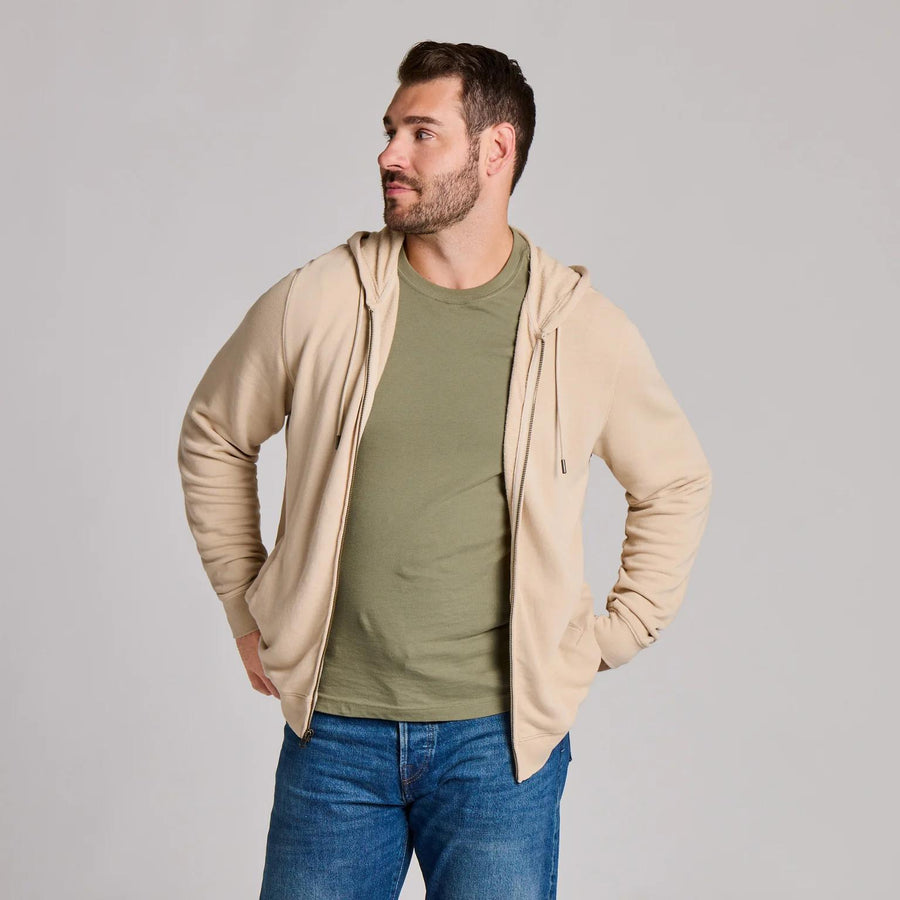 Men's Life is Good Crafty Wordmark French Terry Zip Hoodie Oat Brown Men's Life is Good Crafty Wordmark French Terry Zip Hoodie Oat Brown