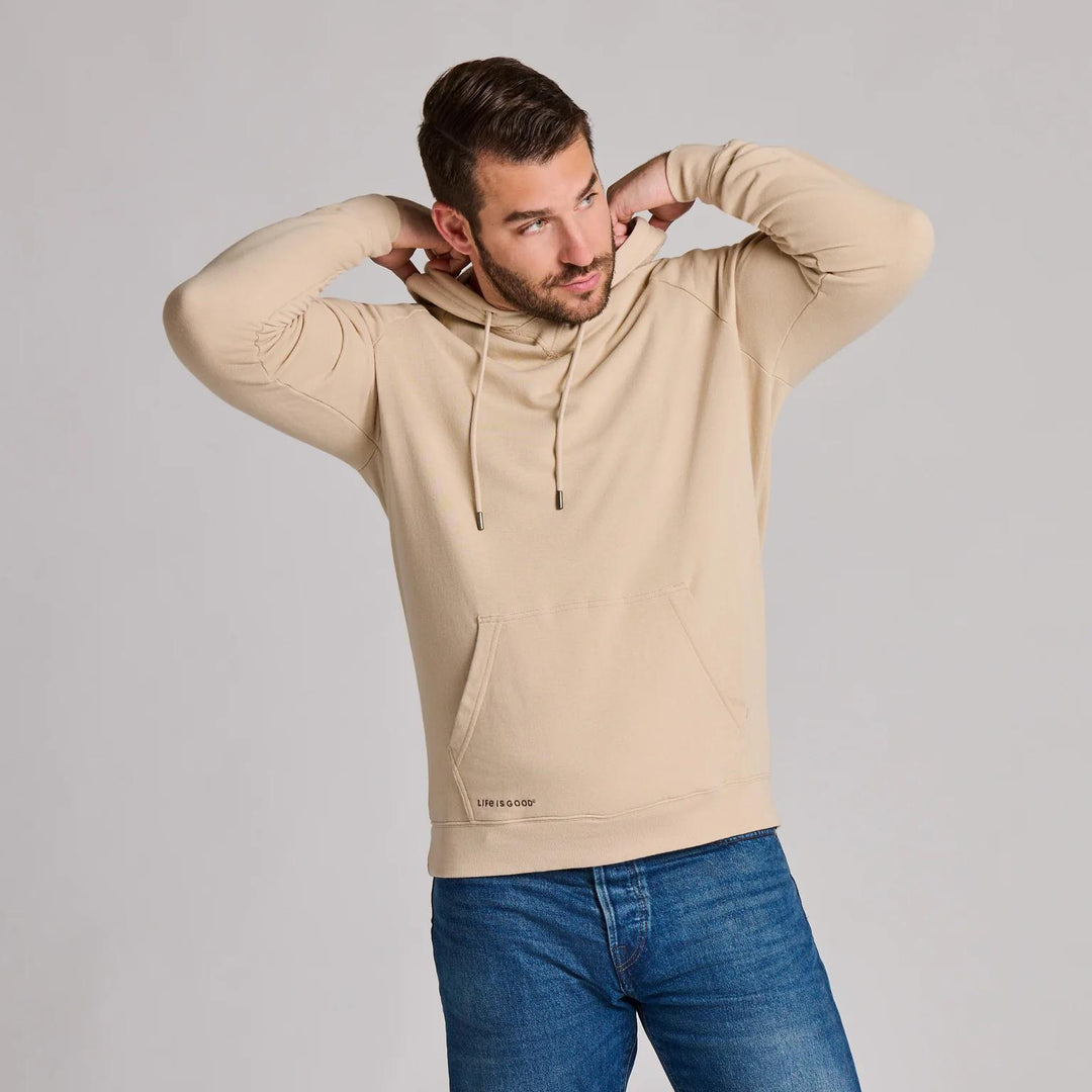 Men's Solid French Terry Pullover Hoodie Oat Brown Men's Solid French Terry Pullover Hoodie Oat Brown