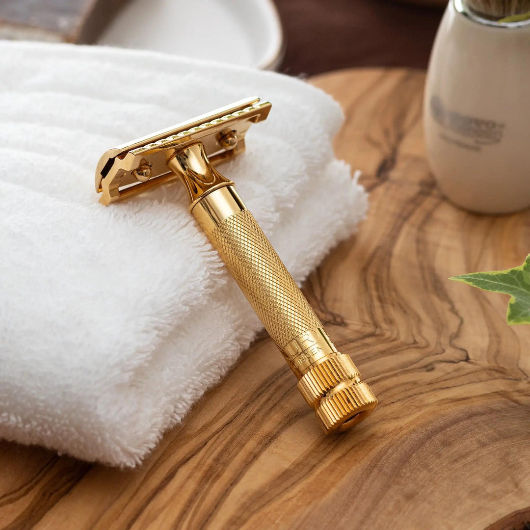 Merkur Double Edge Safety Razor | Straight Cut, Extra Thick Handle, Gold 34G Merkur Double Edge Safety Razor | Straight Cut, Extra Thick Handle, Gold 34G