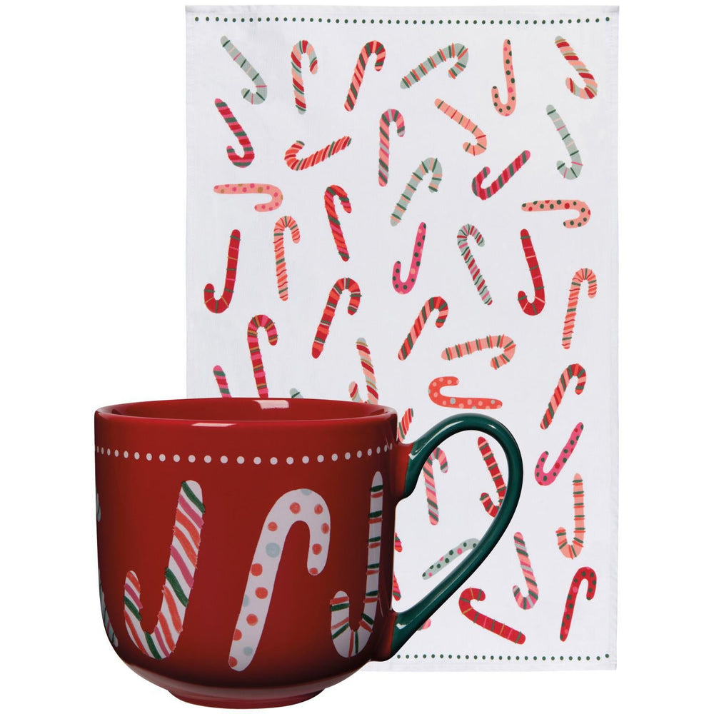 Cozy Cups Christmas Mug and Dishtowel Set Merry Mints Cozy Cups Christmas Mug and Dishtowel Set