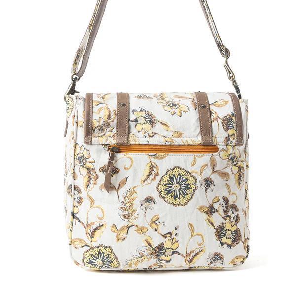 Mesa Morning Glories Messenger Bag In Brown and Off White Mesa Morning Glories Messenger Bag In Brown and Off White