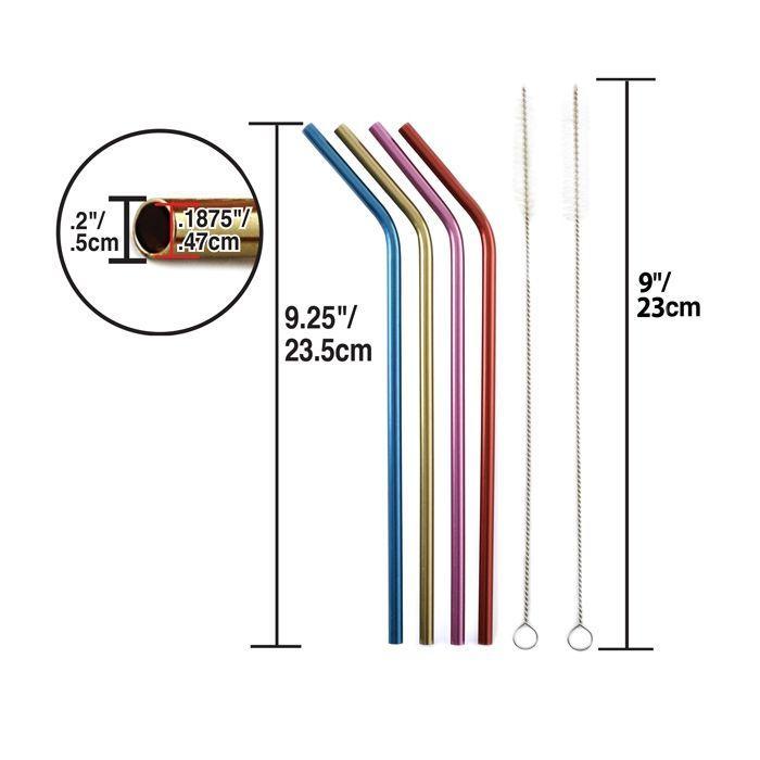 Metallic Drinking Straws w/2 Cleaning Brushes Metallic Drinking Straws w/2 Cleaning Brushes