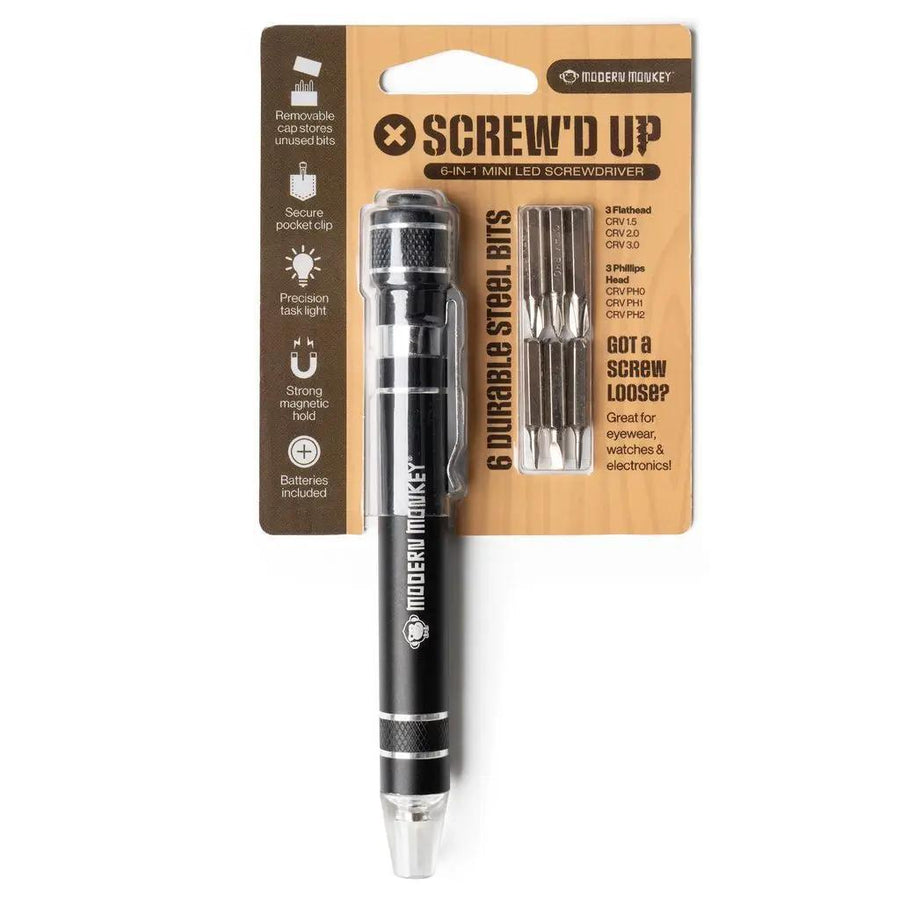 Modern Monkey® Screw’D Up 6-in-1 Mini Led Screwdriver