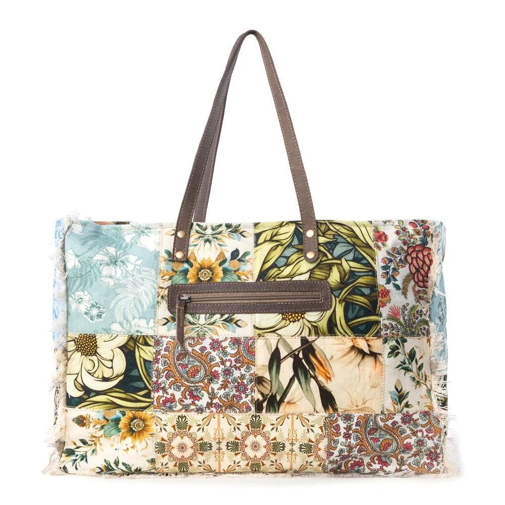 Myra Sundial Hollow Weekender Bag in Multi Patch Myra Sundial Hollow Weekender Bag in Multi Patch