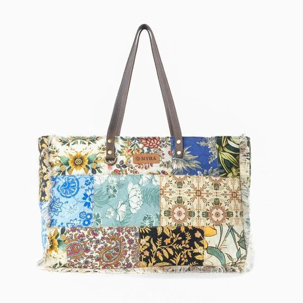 Myra Sundial Hollow Weekender Bag in Multi Patch Myra Sundial Hollow Weekender Bag in Multi Patch