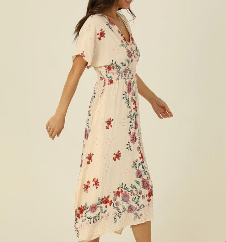 Neck Hanky Hem Midi Dress