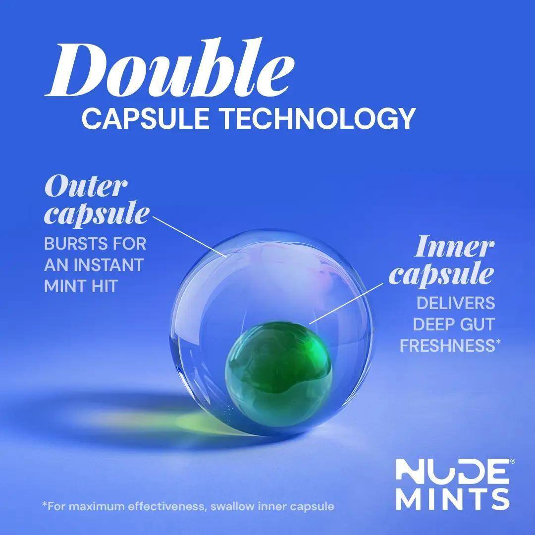 NUDE Mints, Dual Action Liquid Mint Capsules NUDE Mints, Dual Action Liquid Mint Capsules