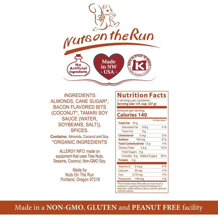 Nuts On The Run Bacon and Garlic Almonds Nuts On The Run Bacon and Garlic Almonds