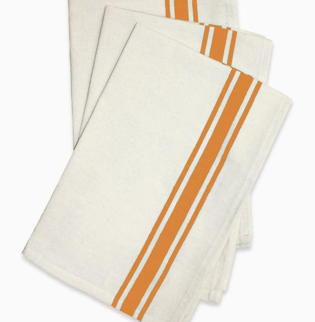 Vintage Farmhouse Retro Stripe Kitchen Towel Orange Twill