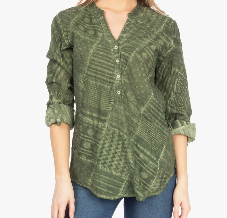 Patchwork Textured Tunic with Vintage Wash