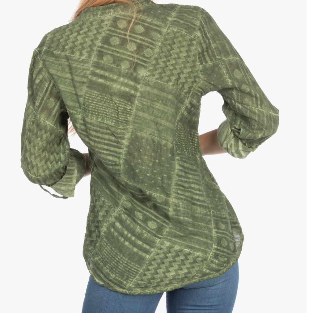 Patchwork Textured Tunic with Vintage Wash