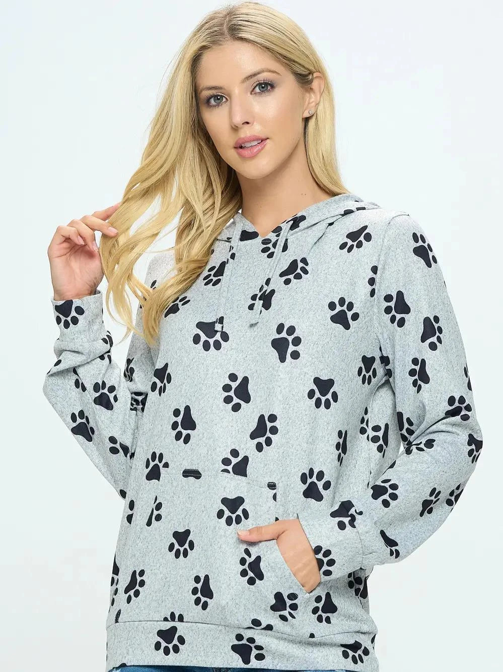 Paw Print Pullover Hoodie with Pocket Paw Print Pullover Hoodie with Pocket
