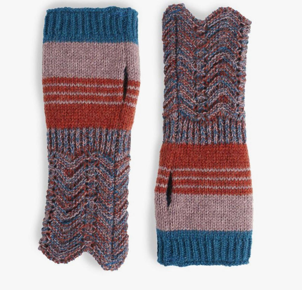 COCO + CARMEN Verigated Knit Fingerless Gloves Pink