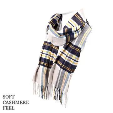 Cashmere Feel  Scarf Plaid Brown Black Cashmere Feel  Scarf