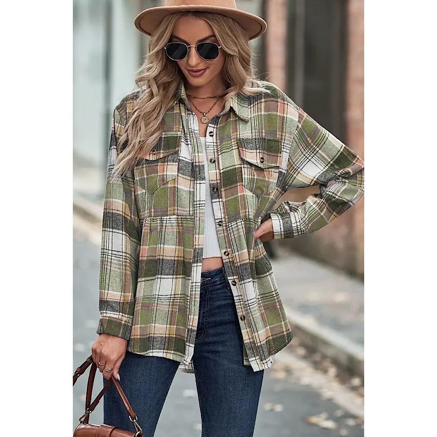 Plaid Long Sleeve Shirt Green Multi Plaid Long Sleeve Shirt Green Multi