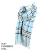 Cashmere Feel  Scarf Plaid Lt Blue Cashmere Feel  Scarf