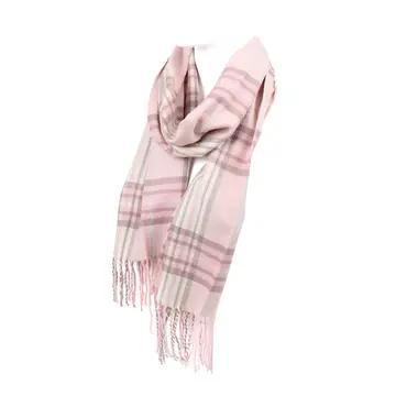 Cashmere Feel  Scarf Plaid Pink Pink Cashmere Feel  Scarf